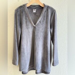 Natori Gray Long Sleeve Pajama Top